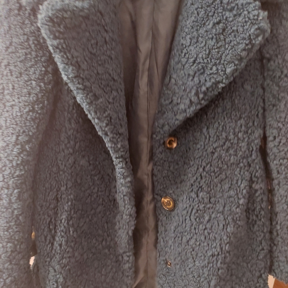 Sam Edelman Teal and Gold Textured Coat